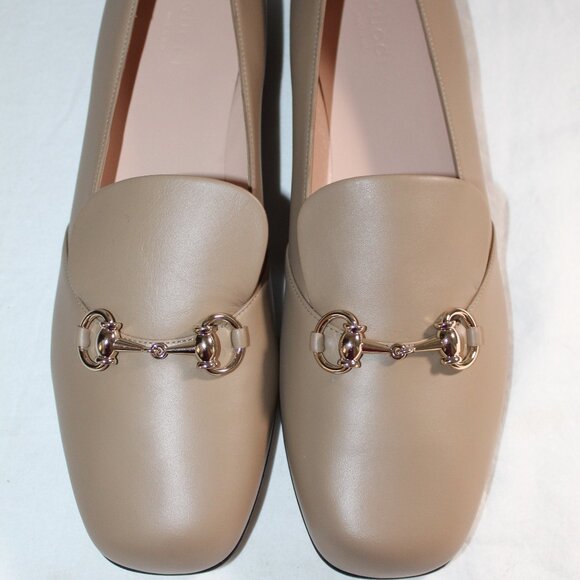 NWB Gucci Horsebit Leather Flats Loafers Slip Ons Bright Camel 40.5 466702 - Picture 2 of 6